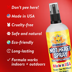 Bodhi Dog Not Here! deterrent-scents: spray eliminates odor cues to discourage revisiting marked areas.