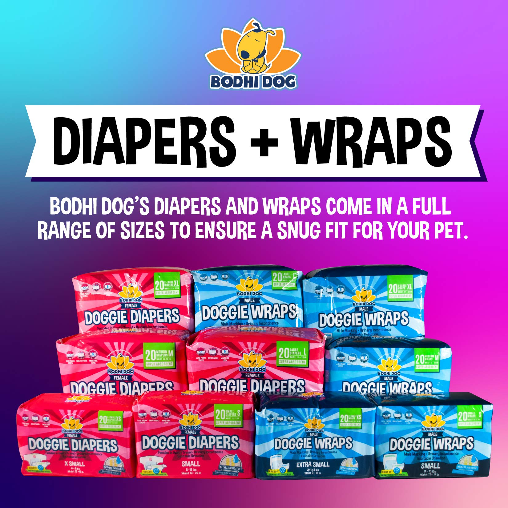 Bodhi Dog diapers with leak-proof edges contain messes