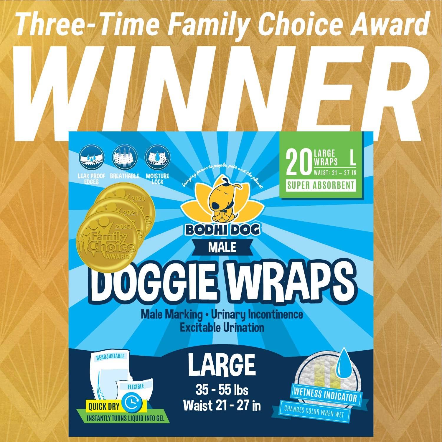 Bodhi Dog wrap showing leakproof barrier for containment during activity.