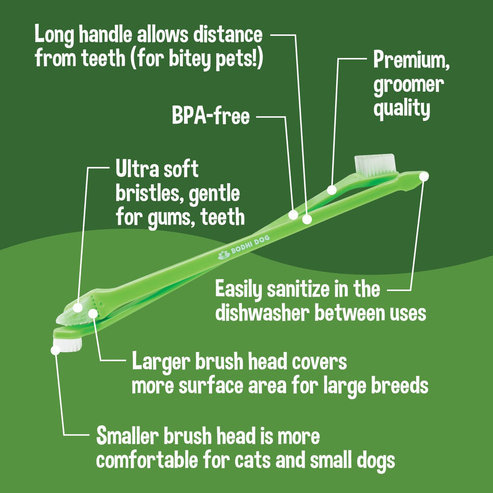 Bodhi Dog angled dual headed toothbrush enabling reach to back teeth