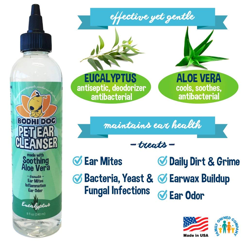 Bodhi Dog Ear Cleaner bottle with spray tip for easy application.