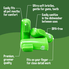 Bodhi Dog finger brush demonstrates gentle care for sensitive gums.