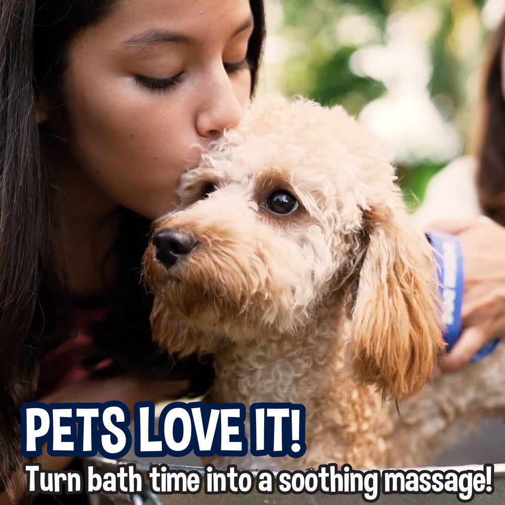 Close-up of Bodhi Dog bath brush rubber tips for deshedding