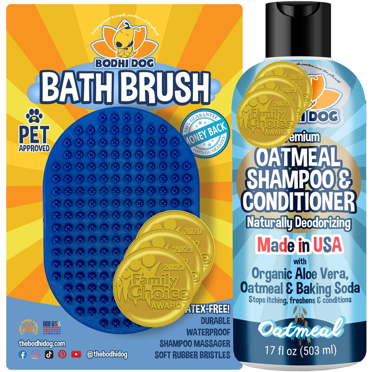 Bodhi Dog Grooming Bundle oatmeal shampoo bottle showing gentle formula for pets