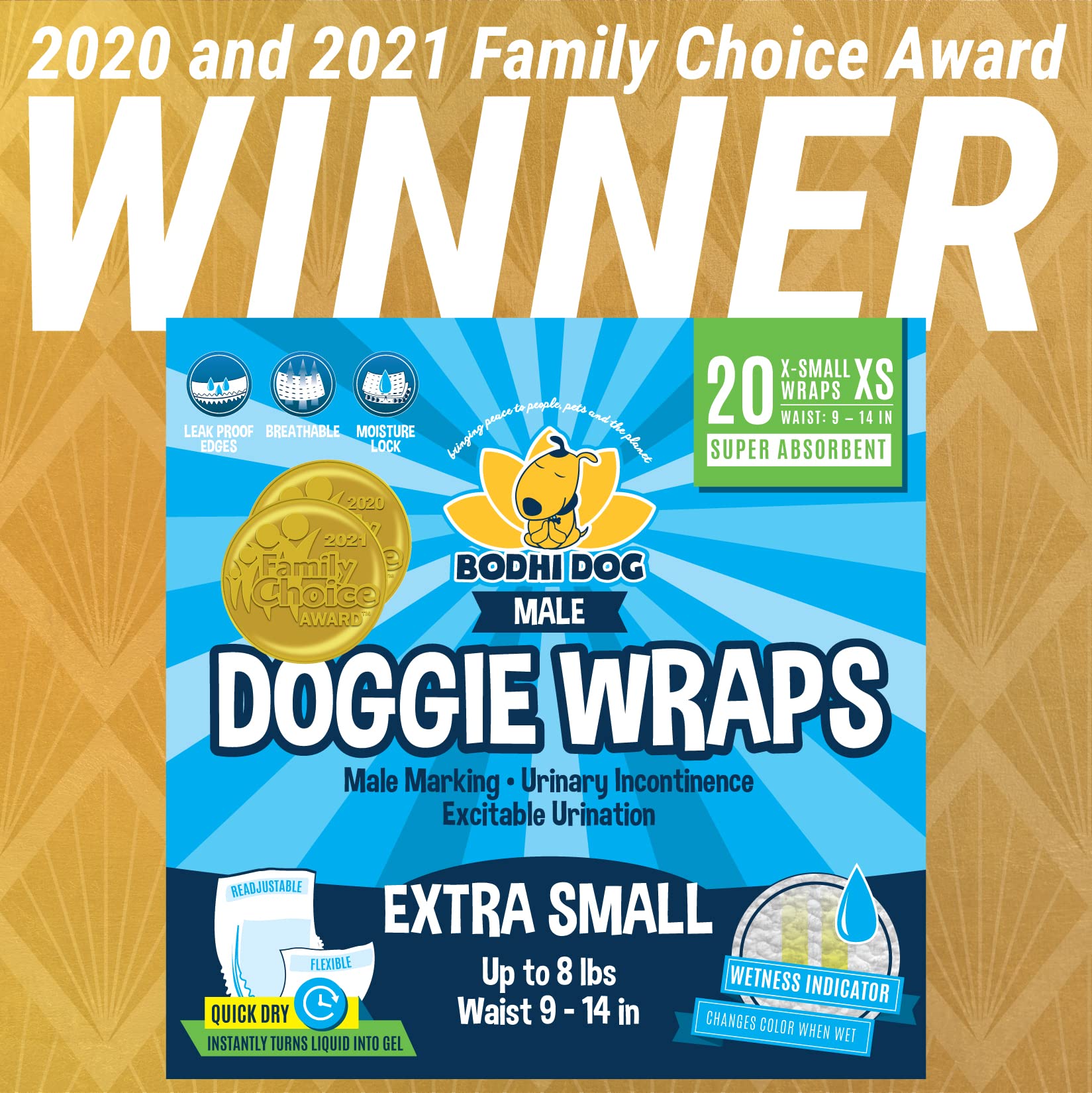Bodhi Dog male diaper wrap on dog side view showing adjustable fit