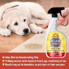 Bodhi Dog Not Here spray applied to areas for indoor outdoor training.