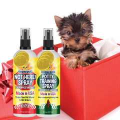 Bodhi Dog Not Here! Spray bottle deters puppies from restricted areas safely.
