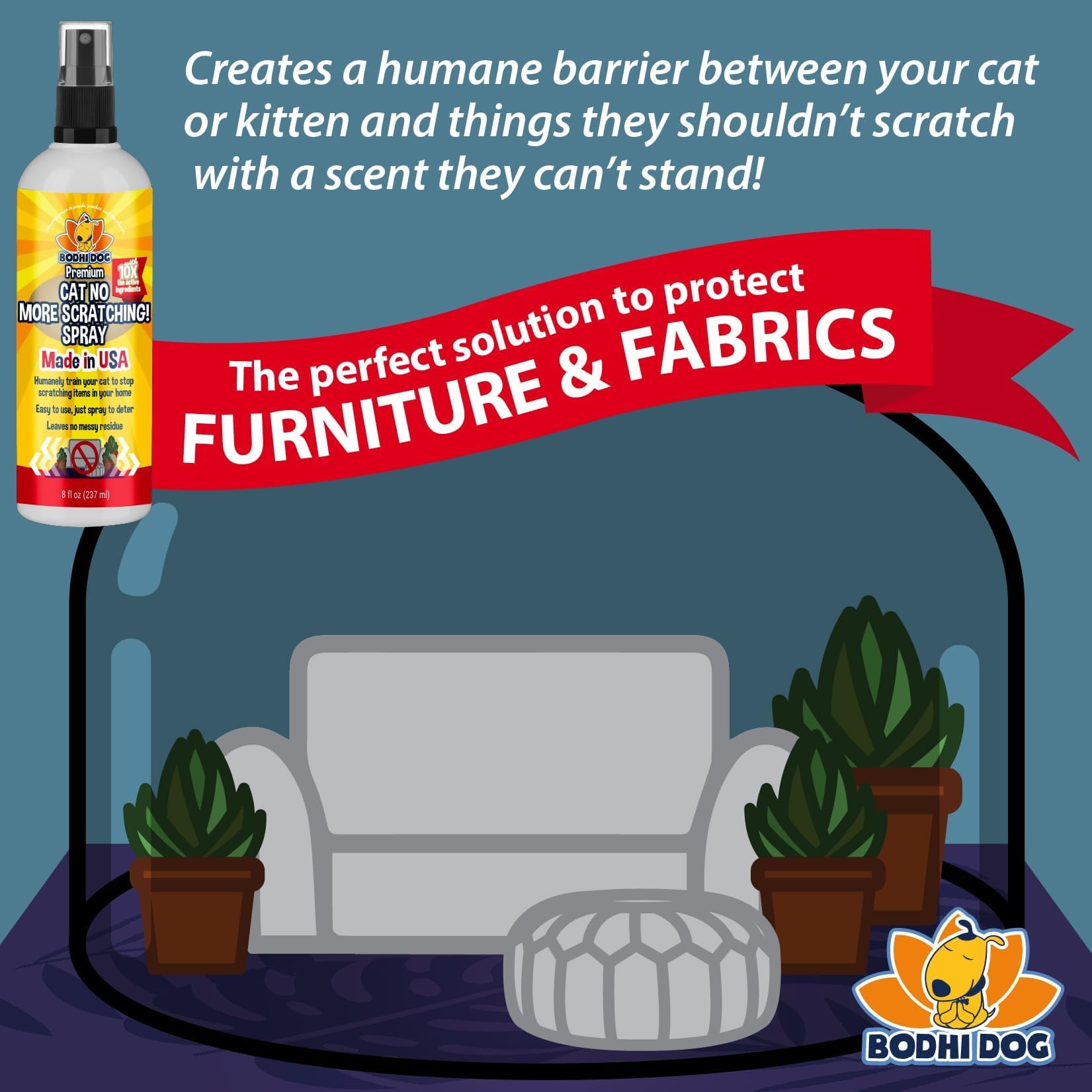 Bodhi Dog outdoor furniture protection spray guards patio furniture from claws.