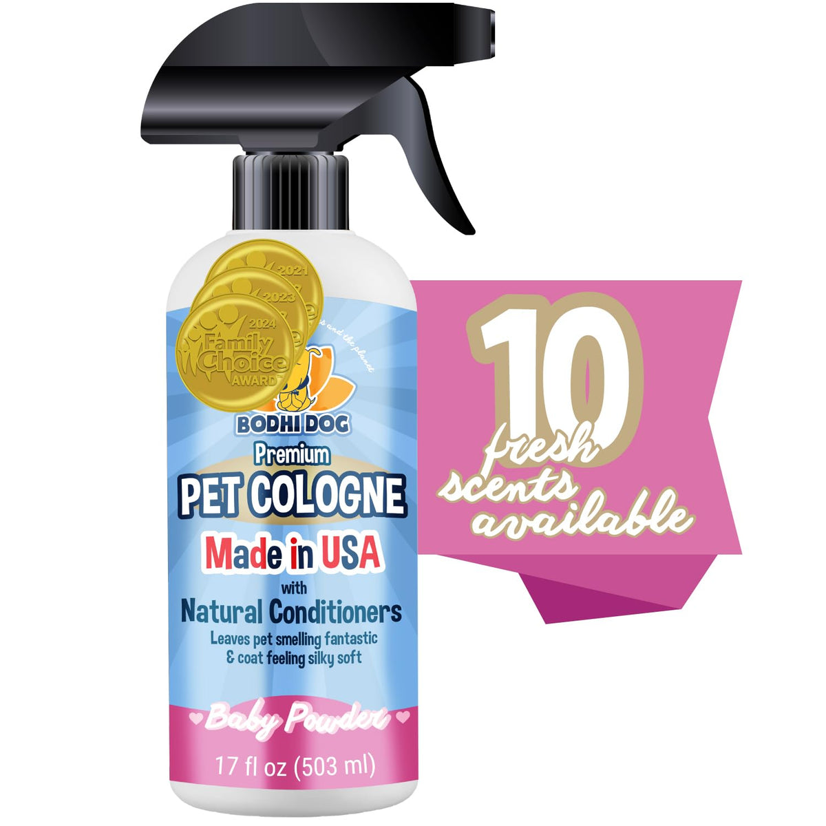 Bodhi Dog Premium Cologne spray bottle showing quick refreshment for pets