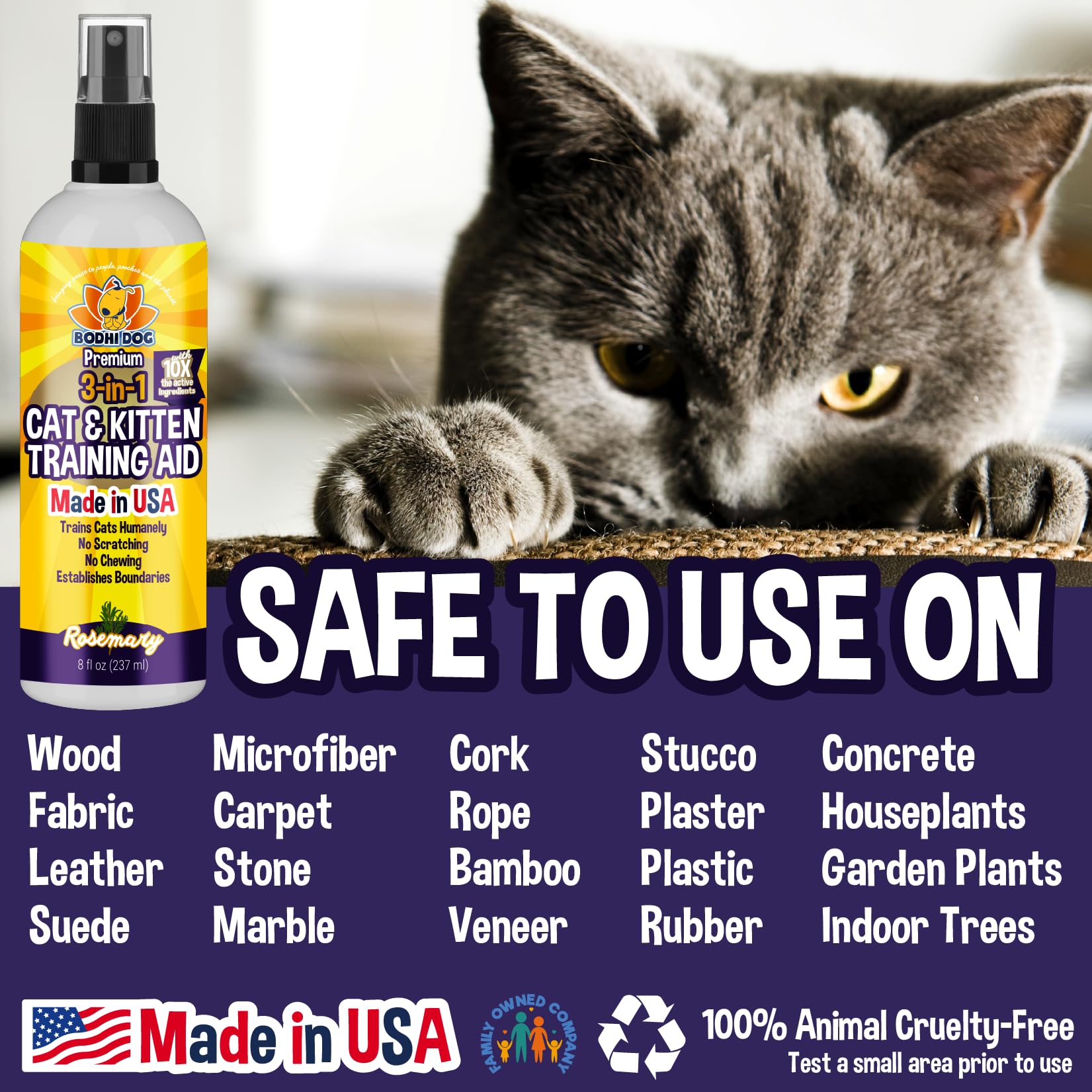 Bodhi Dog deterrent safe around kids and fabrics in use