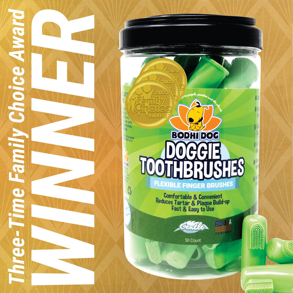 Bodhi Dog soft silicone-bristles close-up for comfortable at-home dental care.
