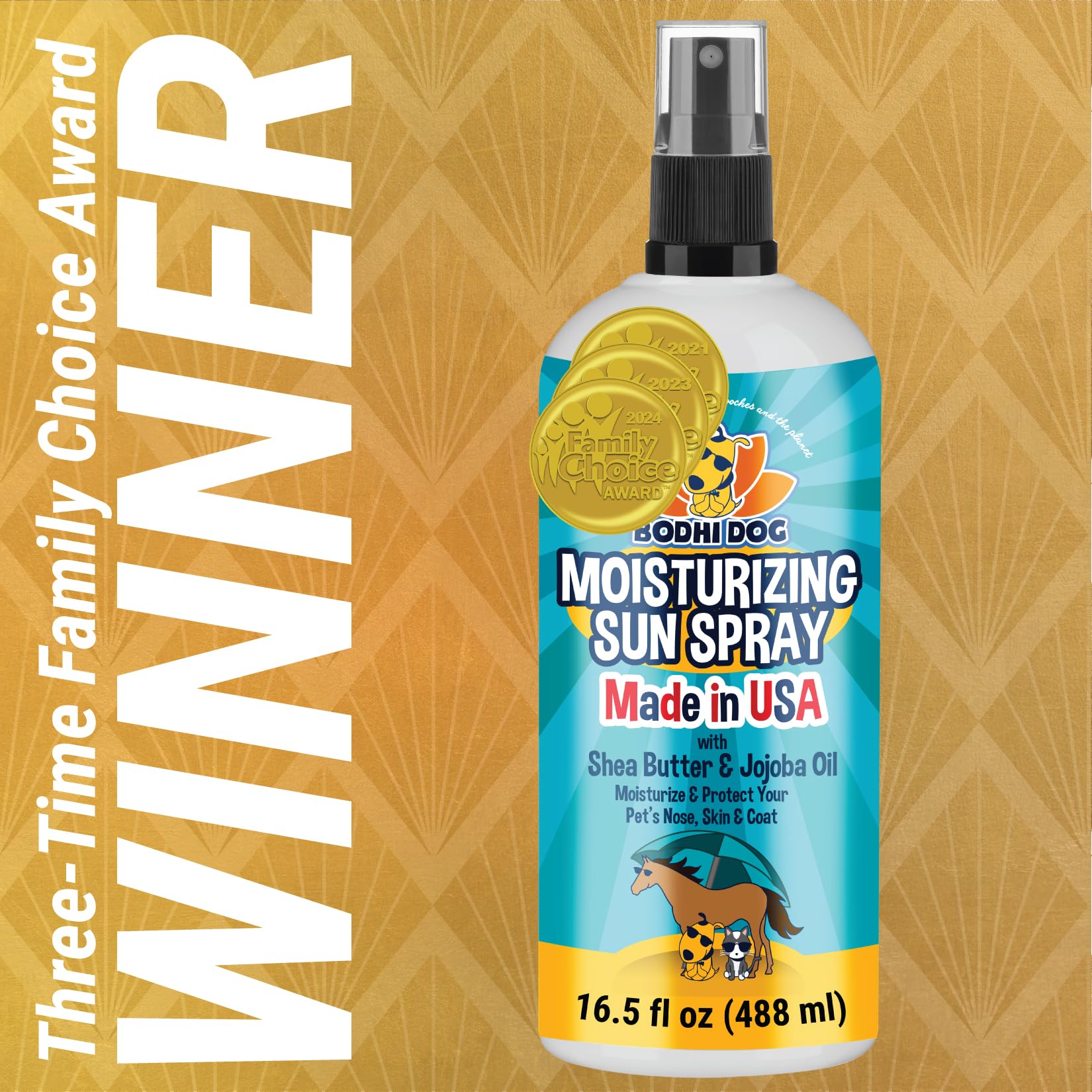 Bodhi Dog Sunscreen Moisturizing Spray on a dog's nose for protection