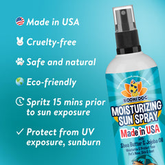 Bodhi Dog Sunscreen Moisturizing Spray ingredients include jojoba and shea butter