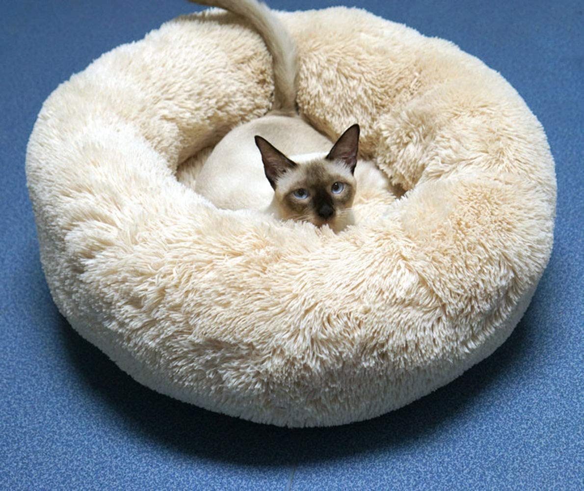 BODISEINT round pet bed side view, self warming comfort for chilly days