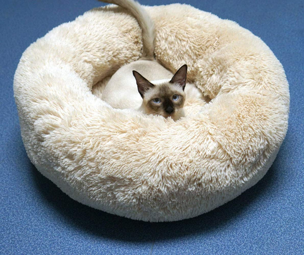 BODISEINT round pet bed side view, self warming comfort for chilly days