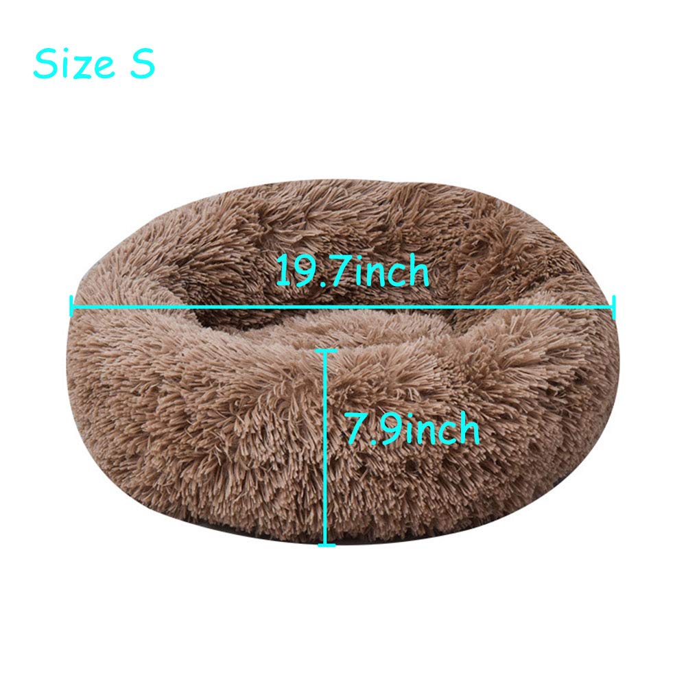 BODISEINT coffee color plush bed fits indoor decor while inviting pets to snooze.