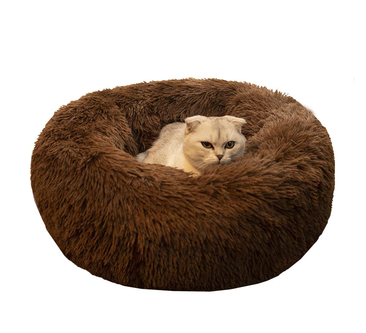 BODISEINT pet bed with donut shape provides cozy support for cats and small dogs.