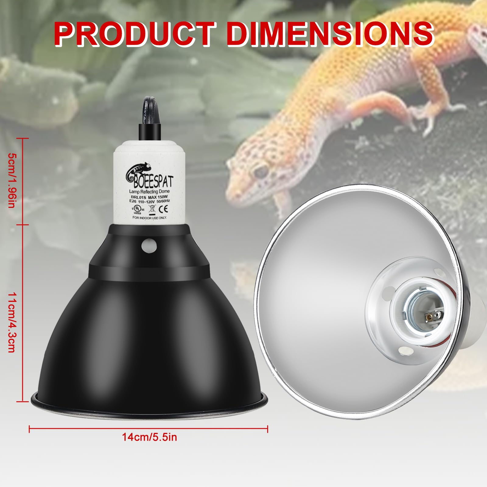BOEESPAT supports up to 150 watts for versatile reptile heating bulbs