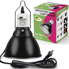 BOEESPAT reptile lamp fixture 5.5-inch deep dome boosts reliable basking warmth