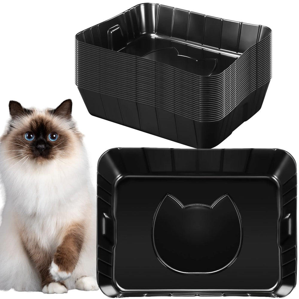 Bokon disposable litter box 25-pack front view with compact design for easy storage.
