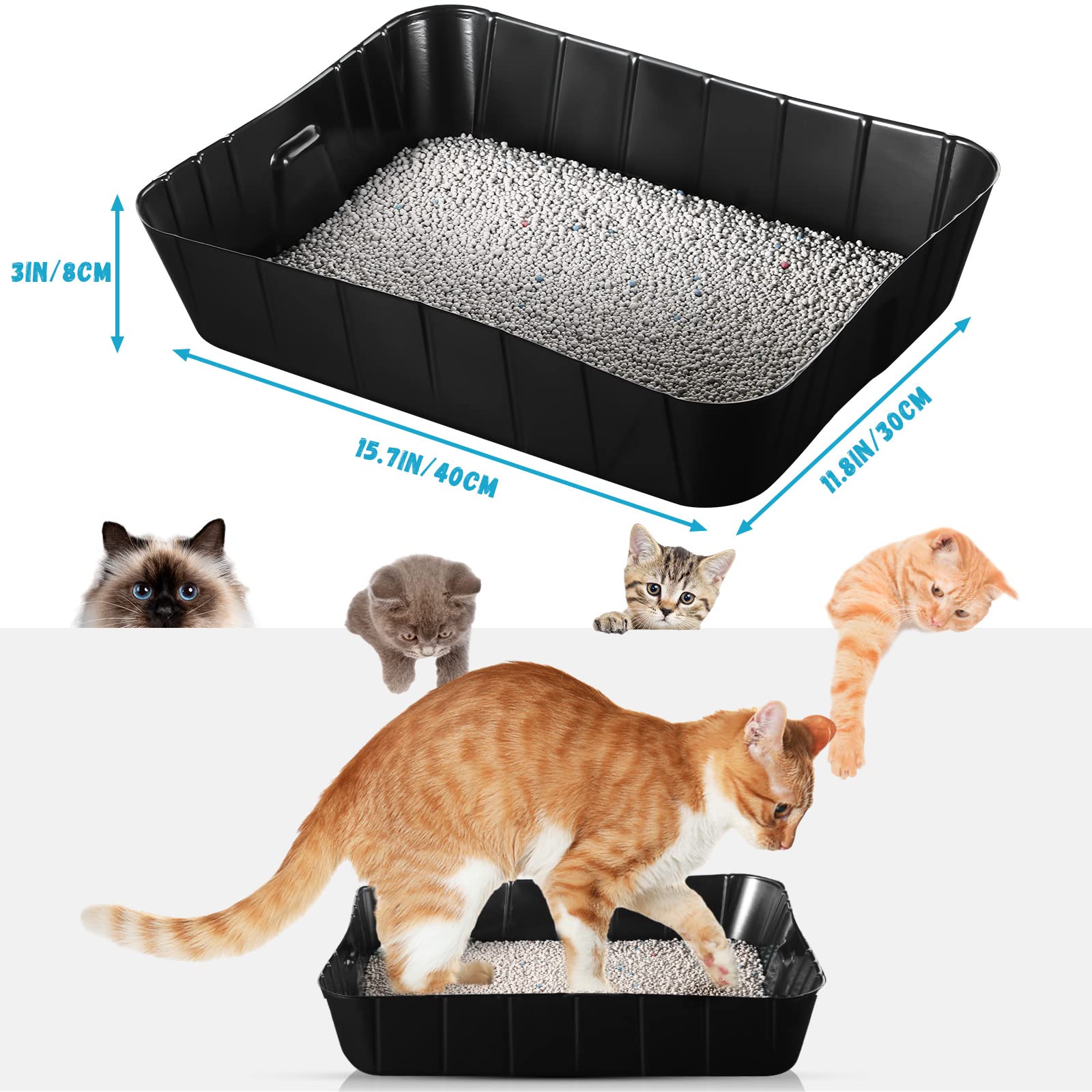 Bokon 25-pack disposable litter box packaging and dimensions for quick setup.