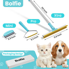 Bolfie silicone-brush captures fine pet hair from upholstery and fabrics.