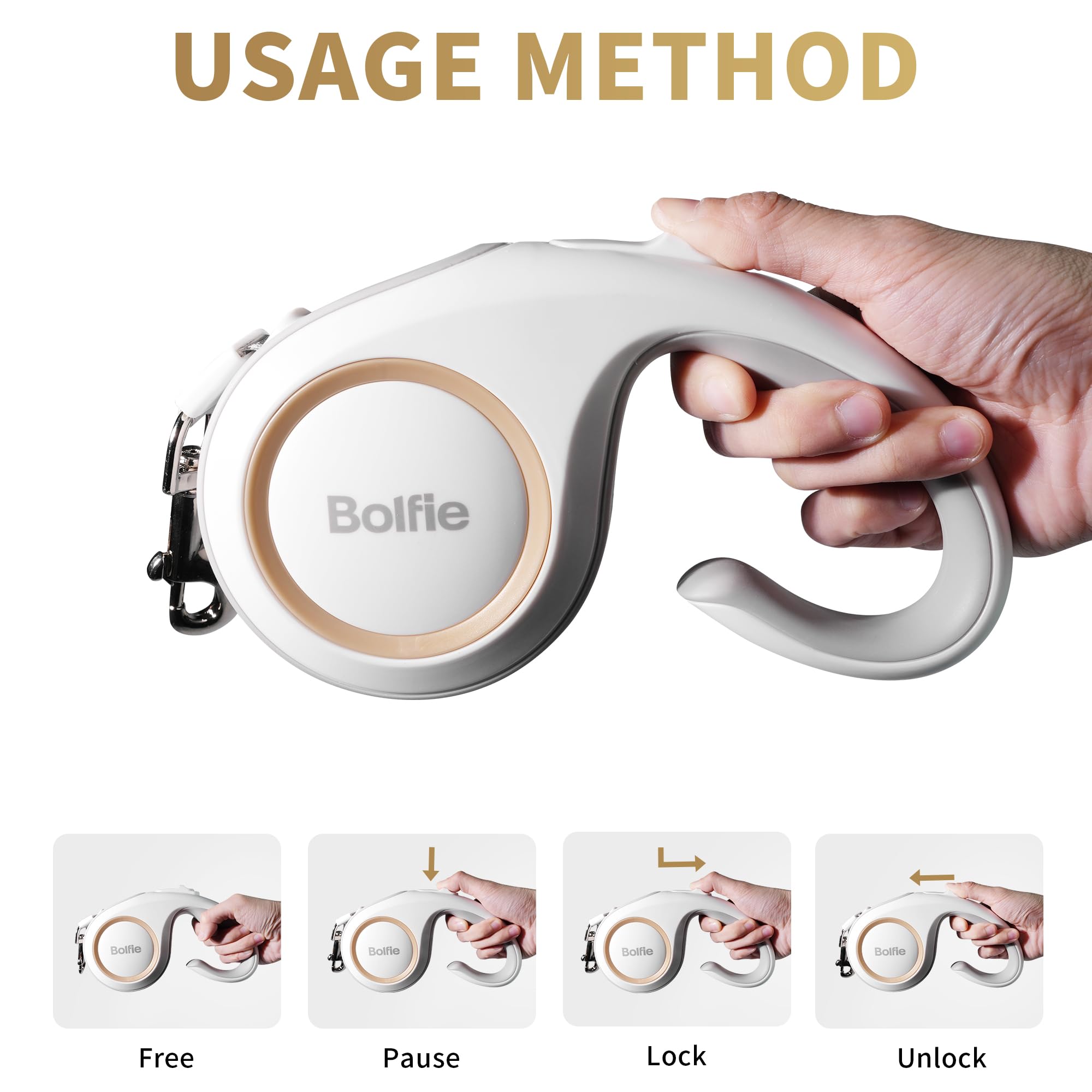 Bolfie built-in swivel prevents tangles during walks
