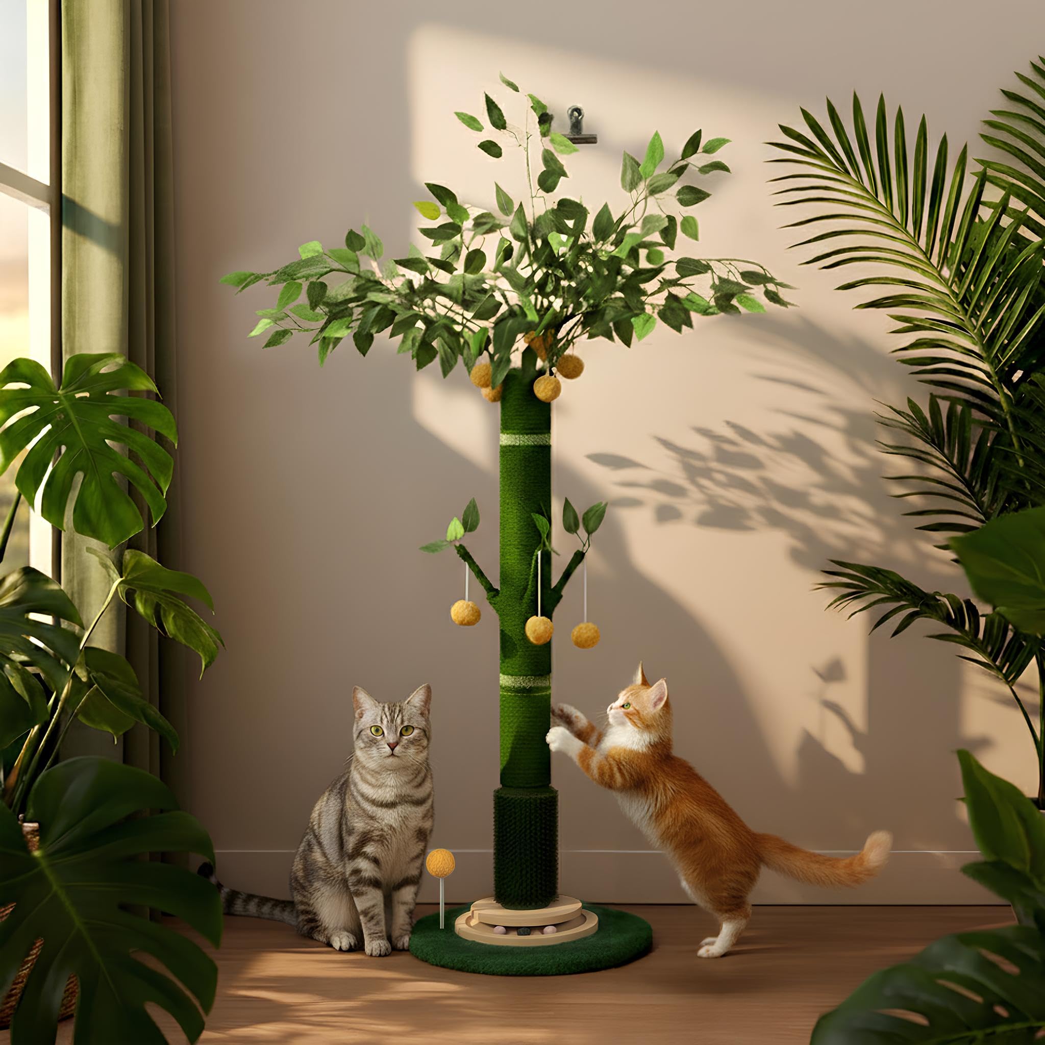 BOLIAN 53-inch post with base and rotatable balls for interactive scratching