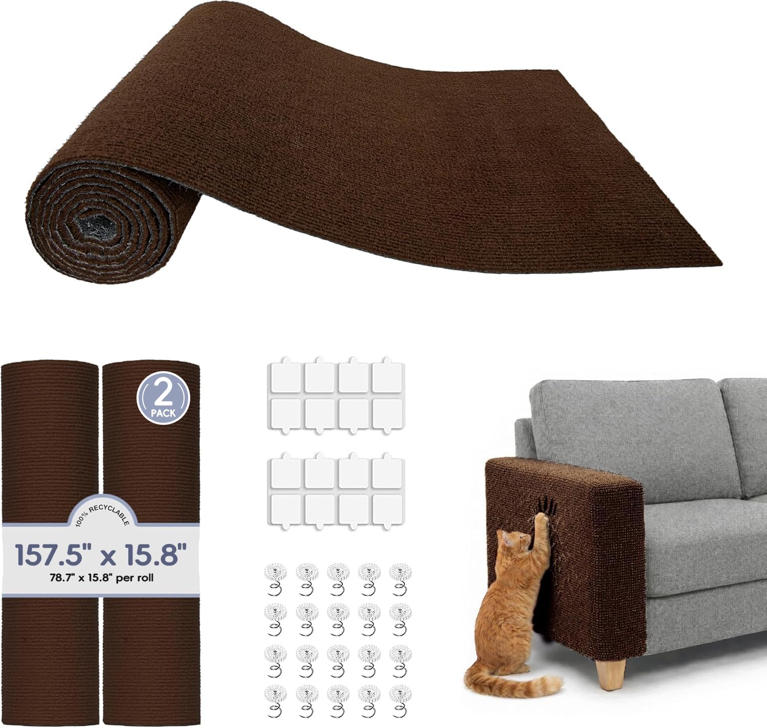 BOLIAN cat scratch furniture protector long cover shields your sofa from claws while blending with decor.