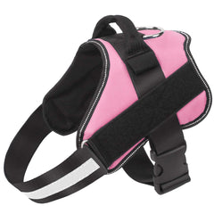 Bolux no-pull dog harness with reflective pink straps for safer night walks.