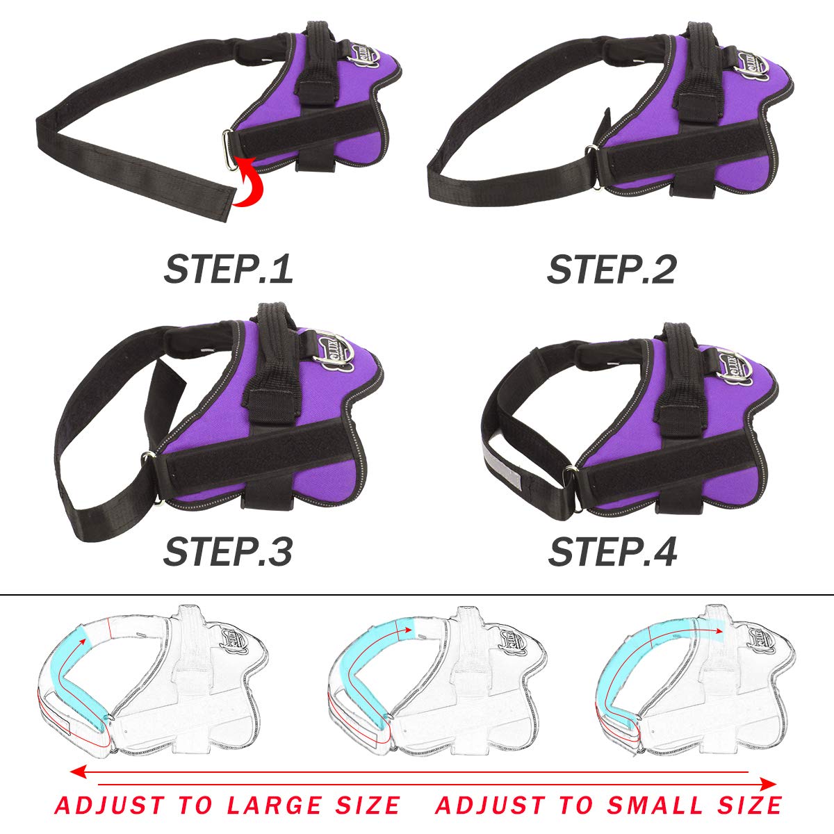 Bolux harness handle and D-ring provide easy control in crowded streets.