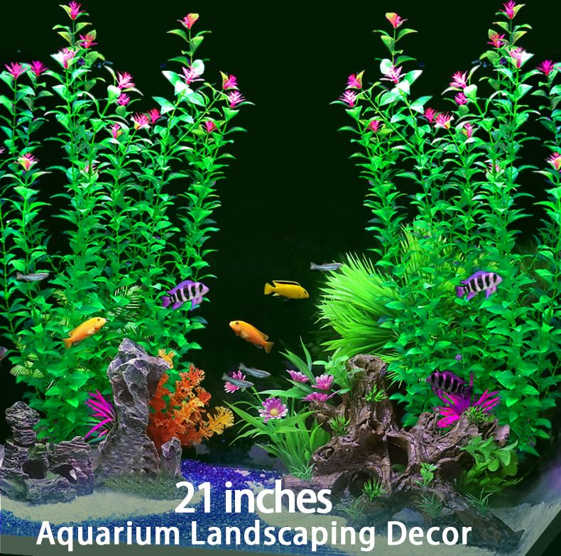 BOLYEE two-pack artificial plants expand into a dense underwater forest.