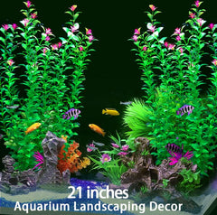 BOLYEE two-pack artificial plants expand into a dense underwater forest.