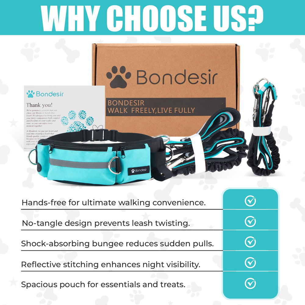 Bondesir waist leash supports medium to large breeds up to 120 lbs.