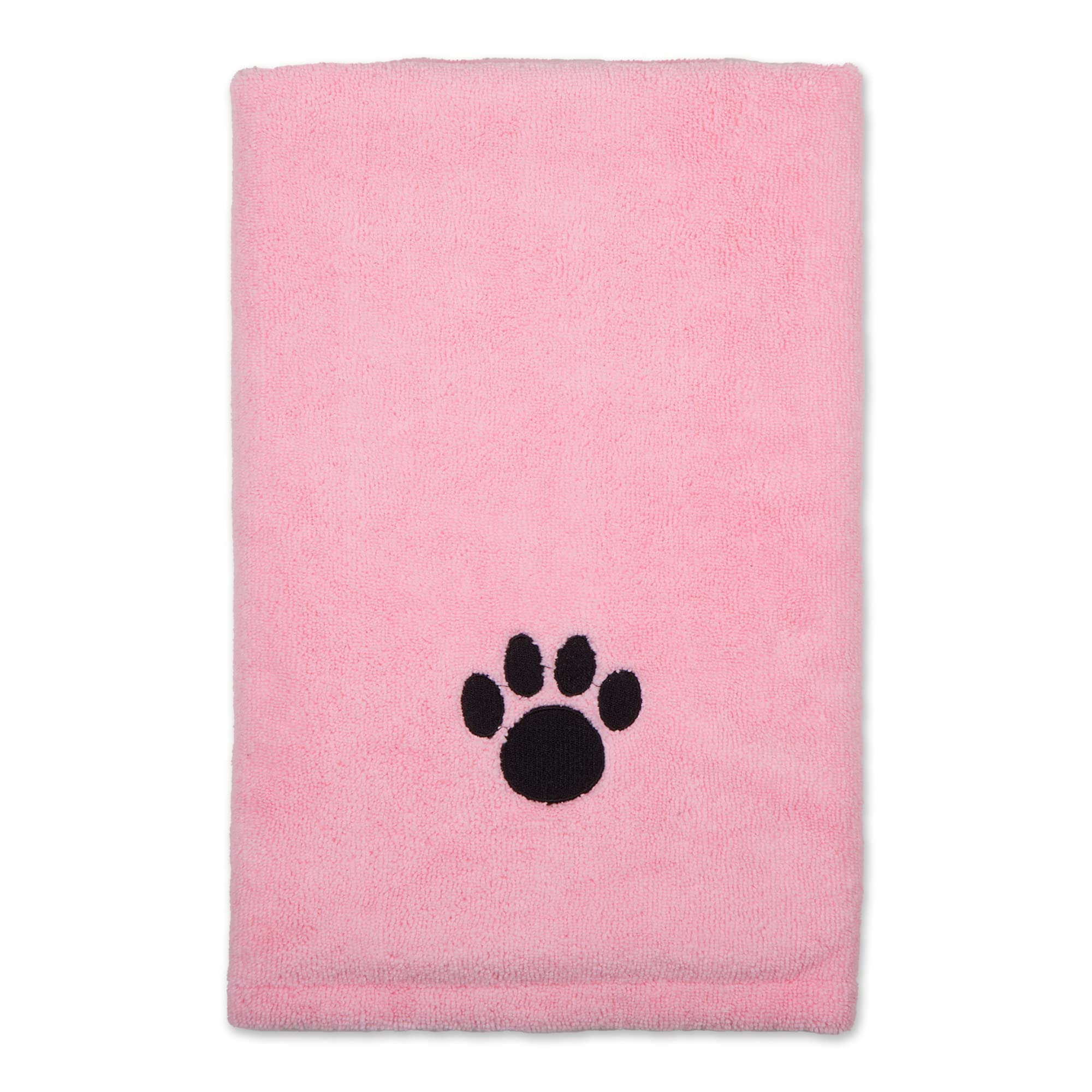 Bone Dry pink towel folded for compact travel and storage