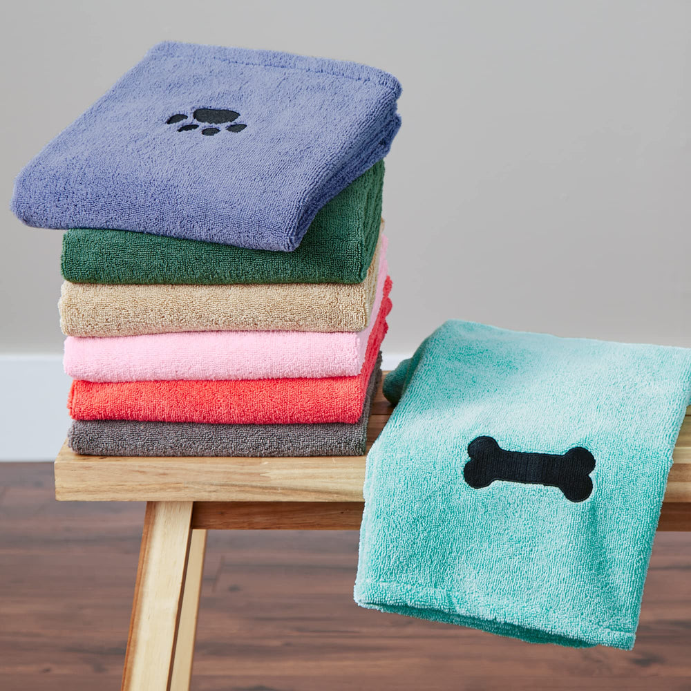 Bone Dry pink towel packaged for retail display