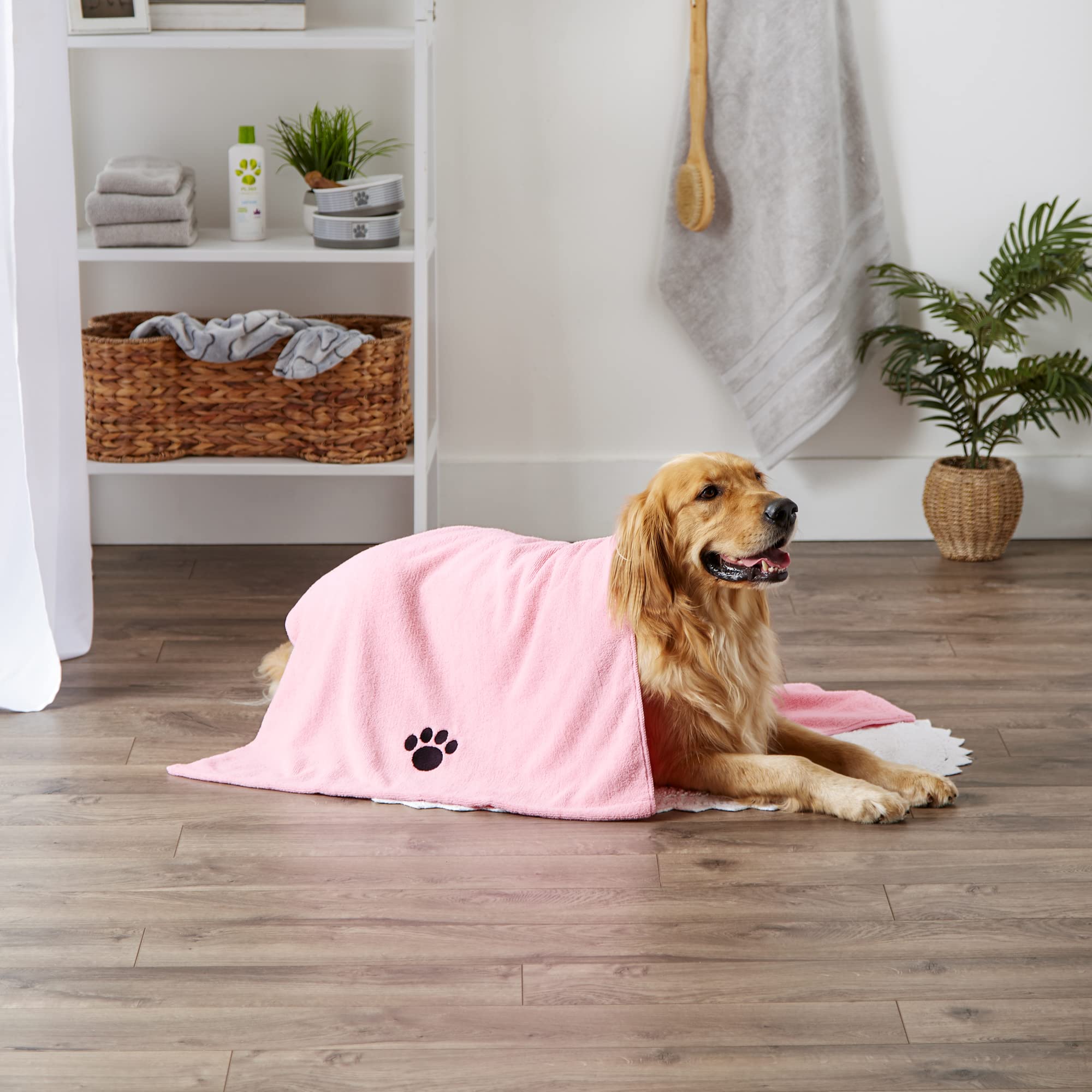 Bone Dry pink towel fabric close up shows plush absorbent texture