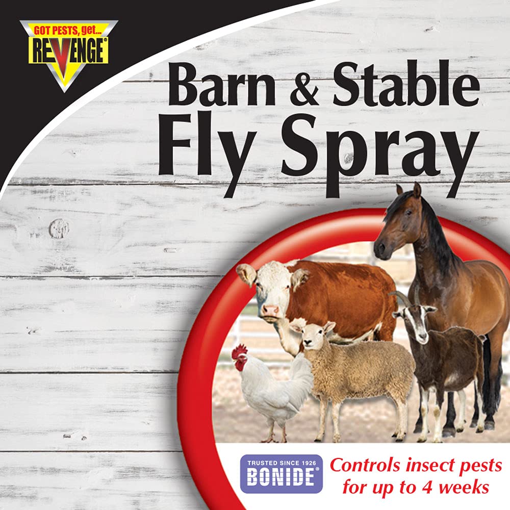Bonide Revenge spray for livestock and premises supporting calm, pest-free animals