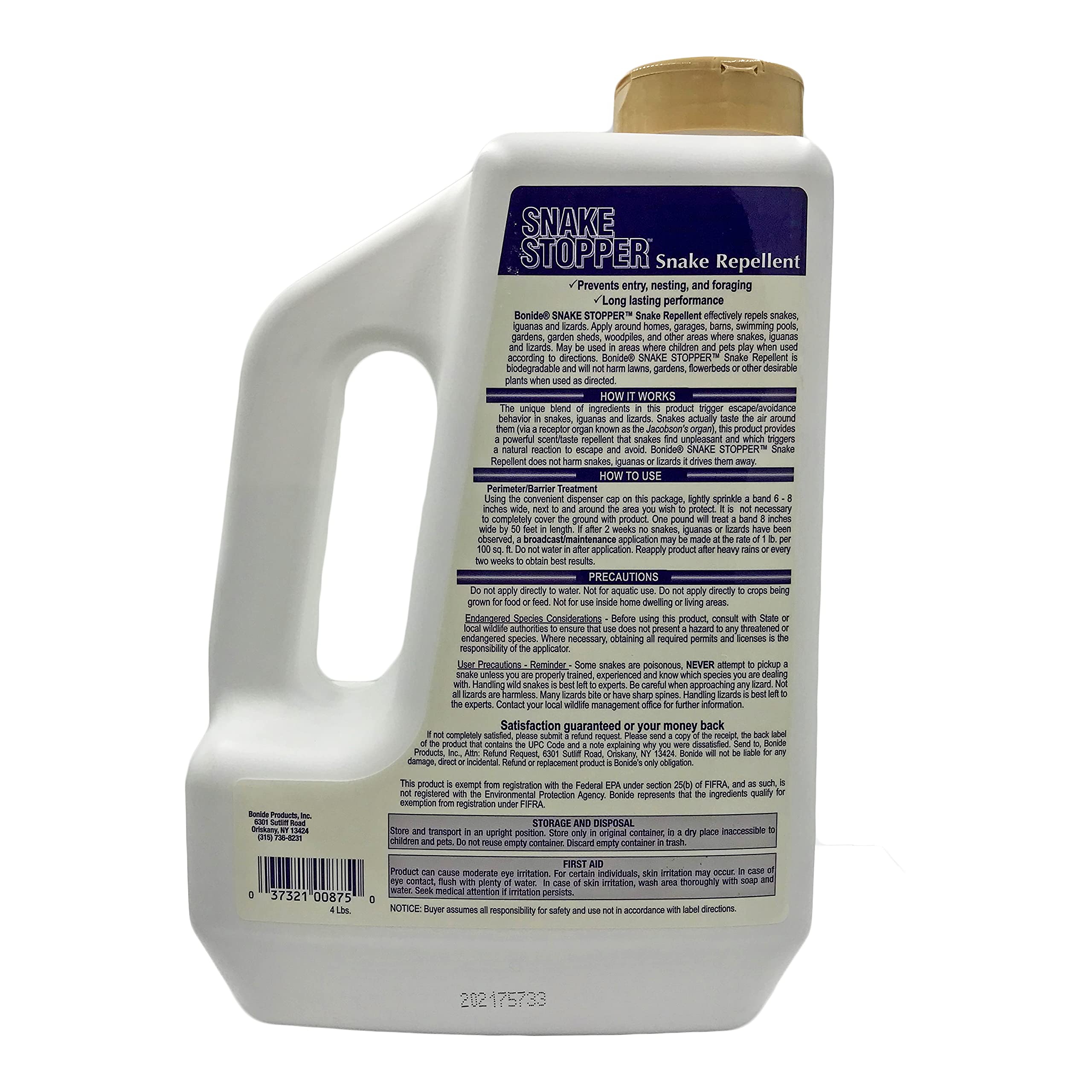 Bonide Snake Stopper spray bottle in hand for sheds and fences