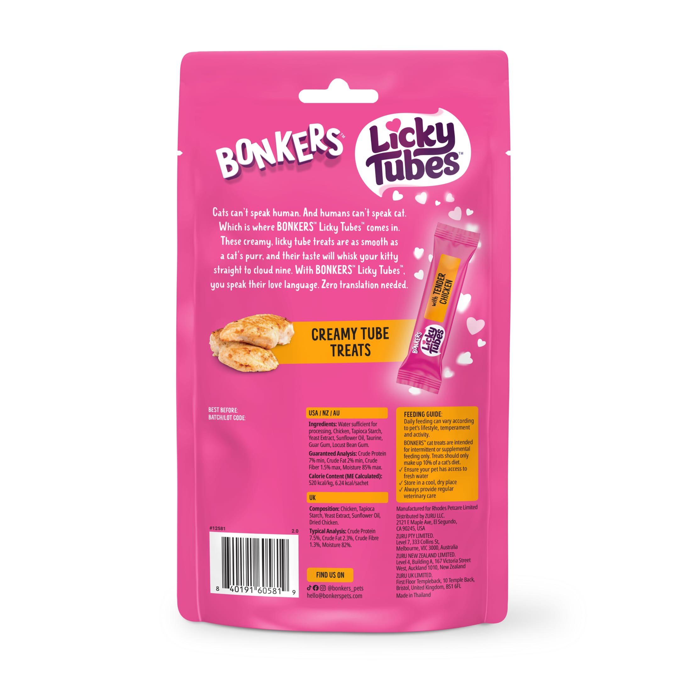 Bonkers Licky Tubes cat-enjoyment promotes relaxed treat time.