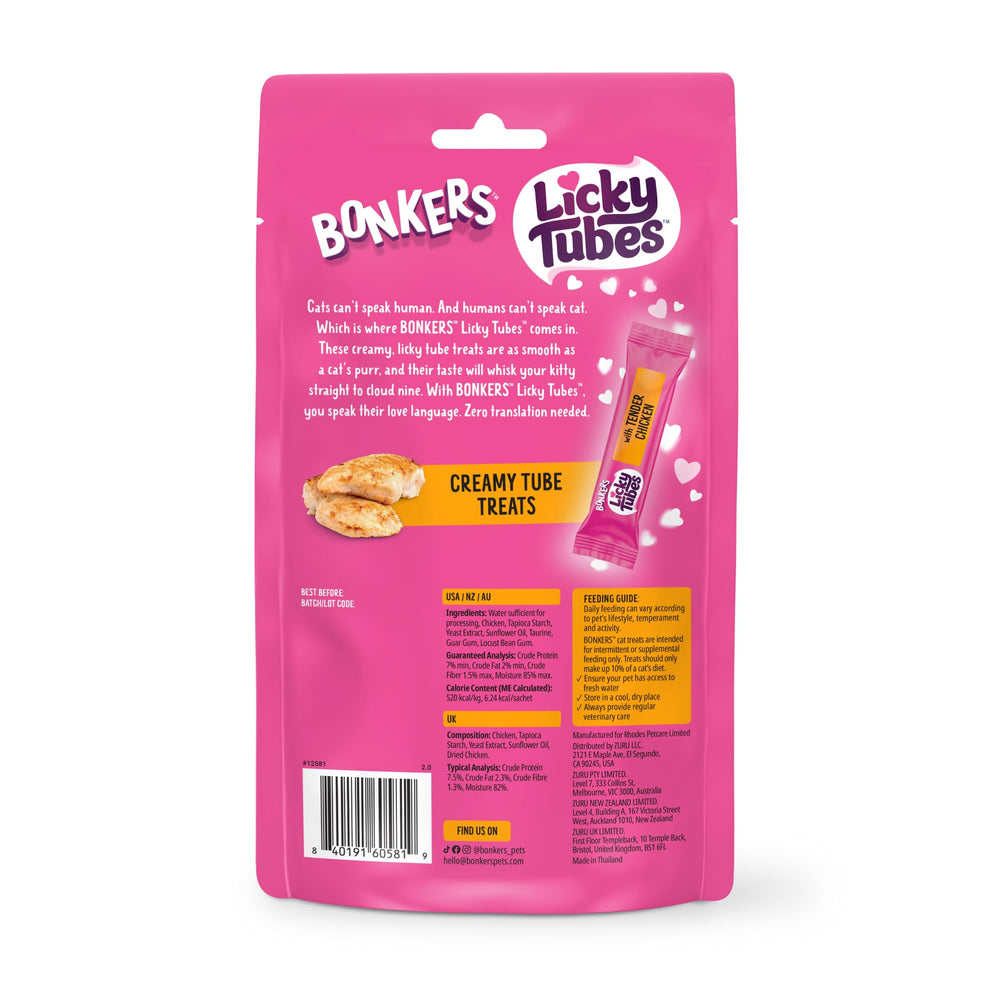Bonkers Licky Tubes cat-enjoyment promotes relaxed treat time.