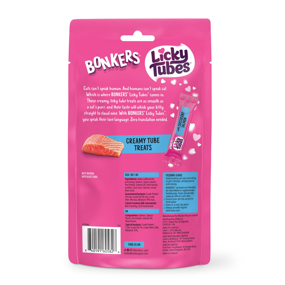 Bonkers Licky Tubes packaging showing four tubes ready to share