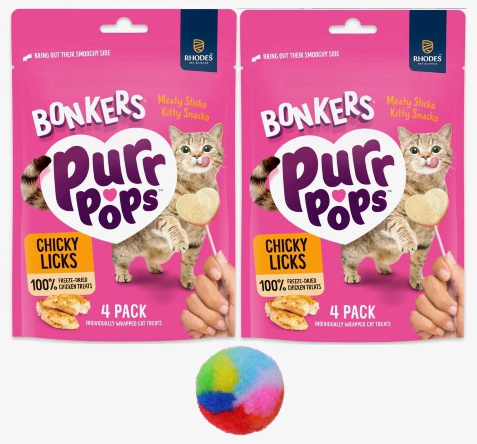 Bonkers Purrpops Chicky Licks on-pack bonding moment