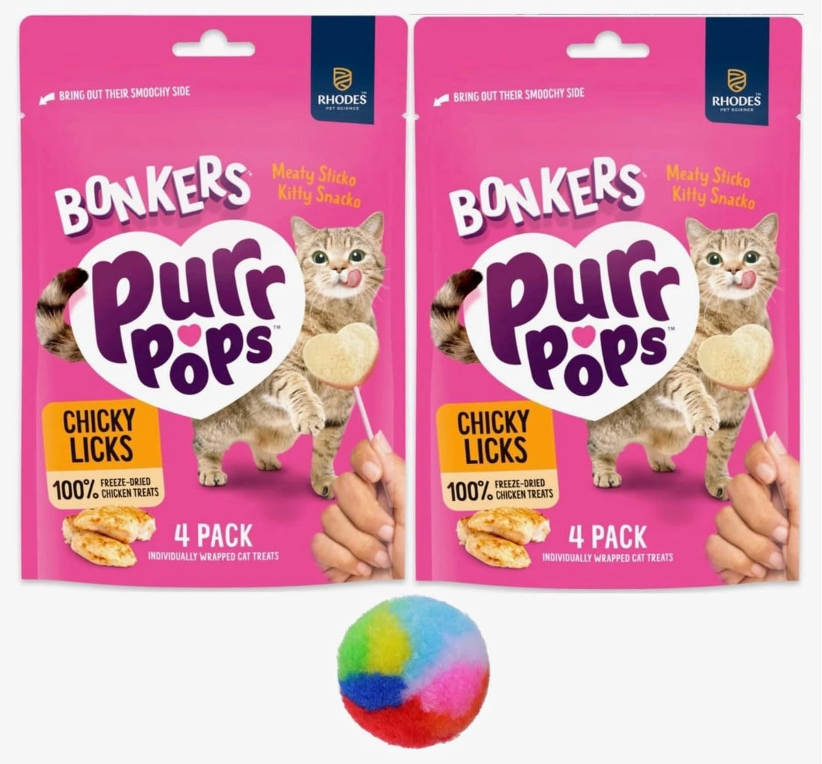 Bonkers Purrpops Chicky Licks on-pack bonding moment