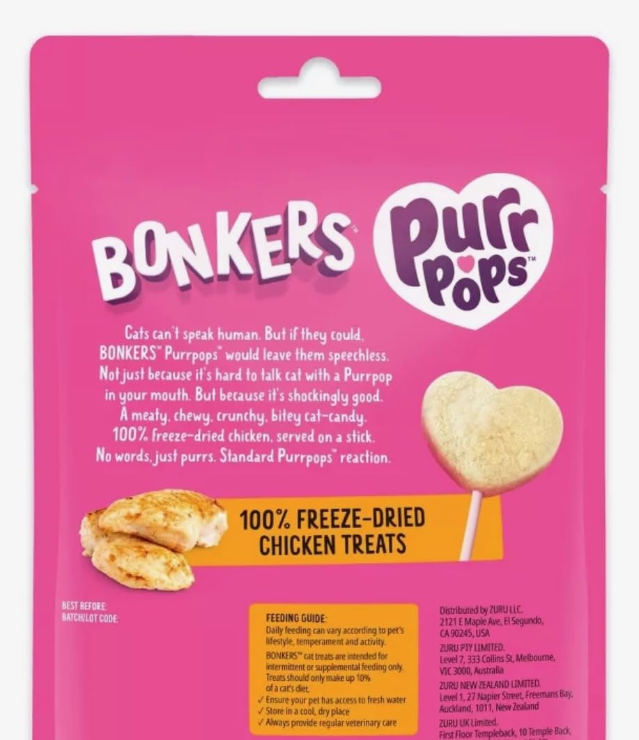 Bonkers Purrpops No Artificial Additives clean ingredients for cats