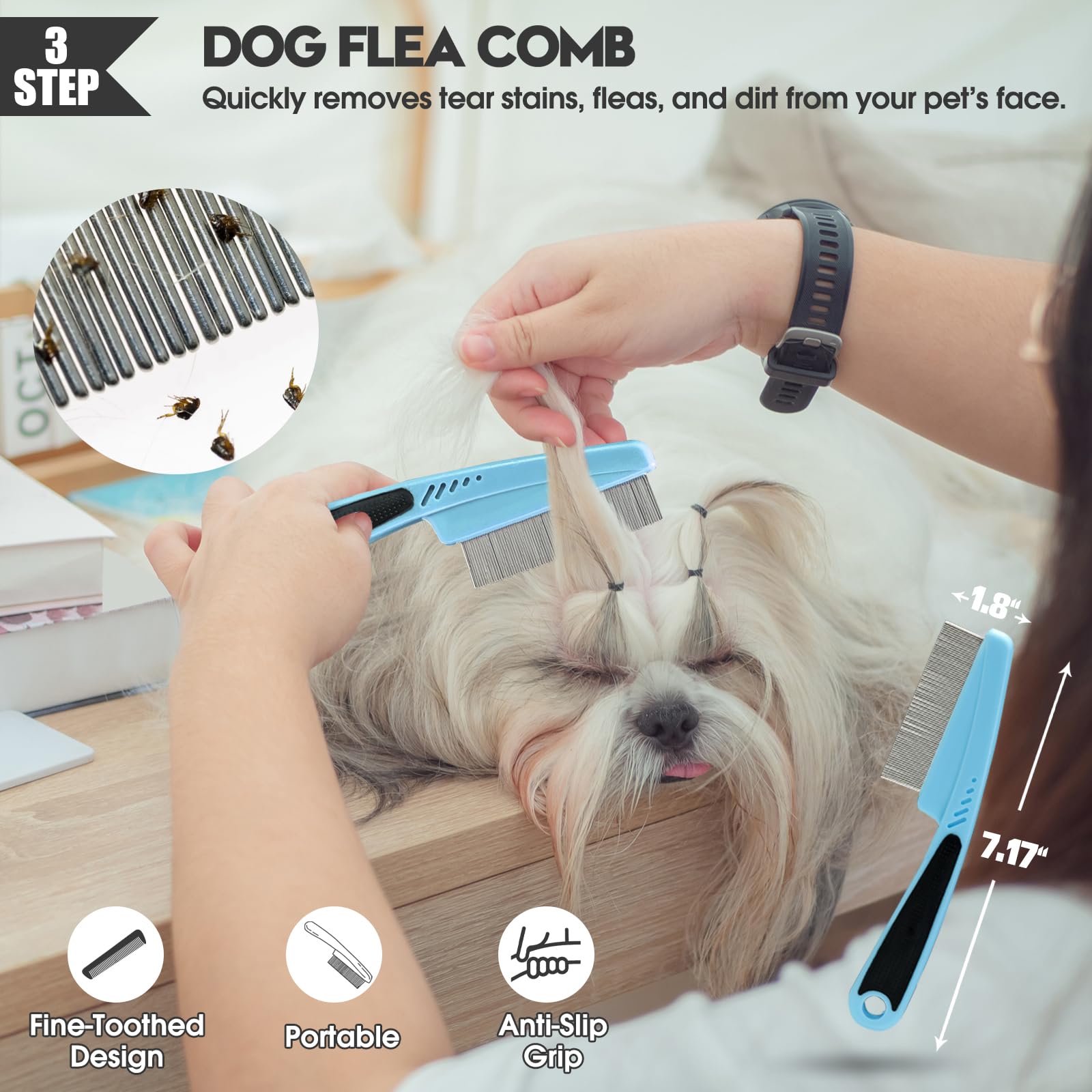 Bonteck ergonomic handle dog brush for comfortable grooming