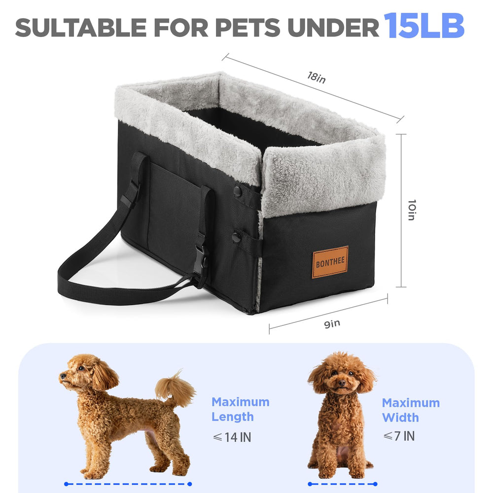Bonthee center-console dog seat foam-support close-up shows sturdy structure and padding.