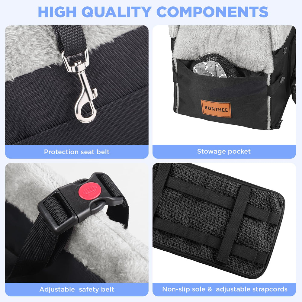Bonthee dog seat folded design with storage pockets keeps essentials organized.
