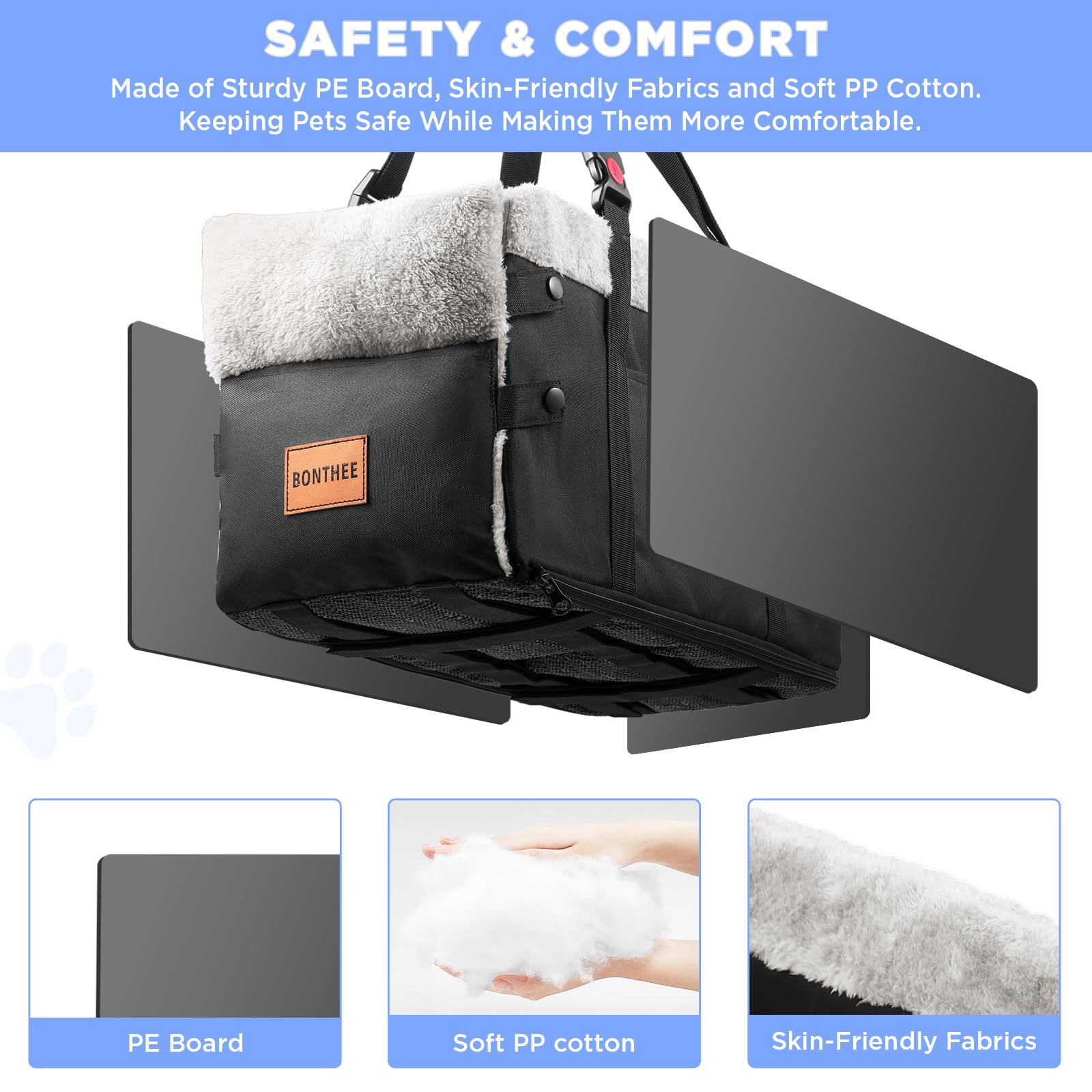 Bonthee dog seat with window view lets your pet enjoy scenery safely.
