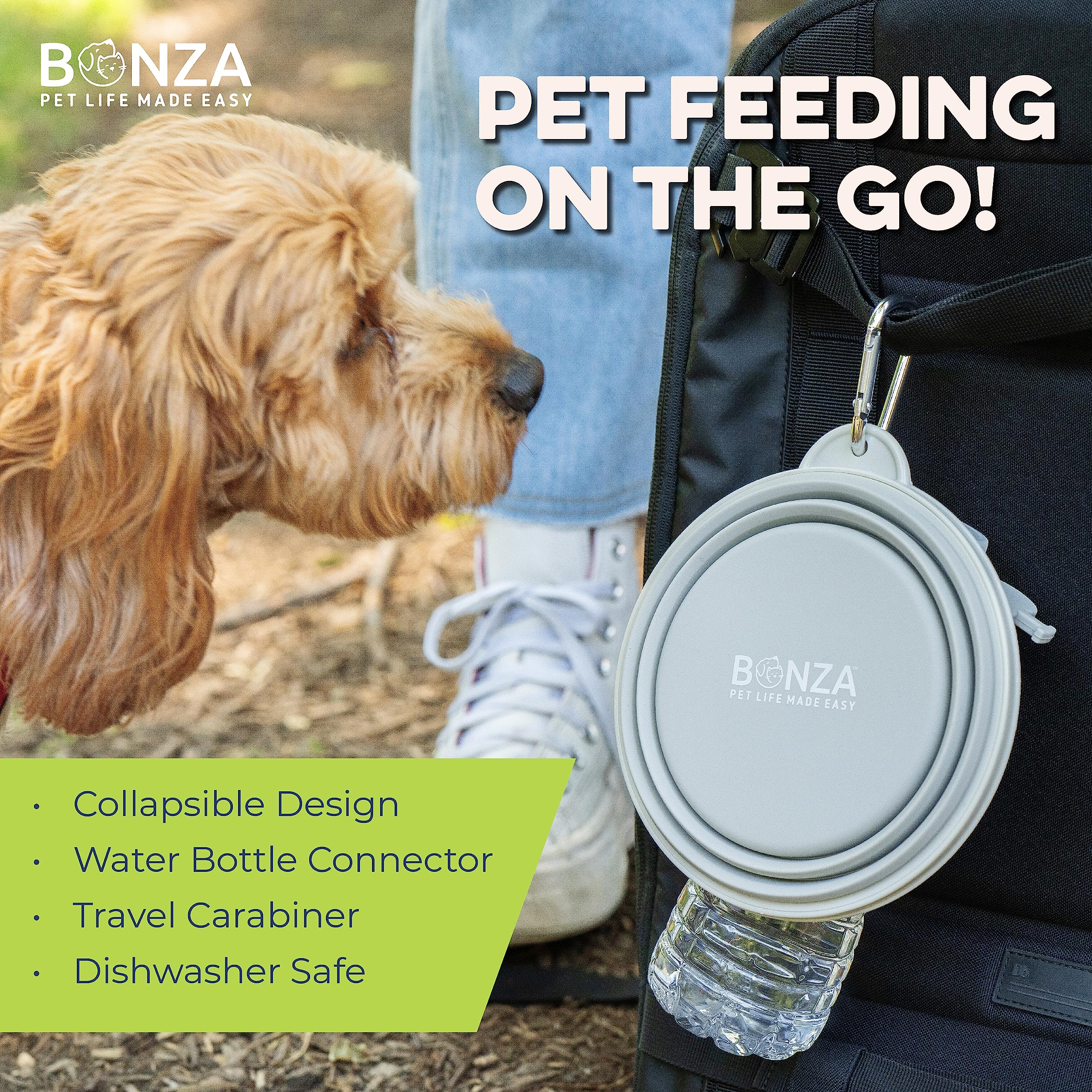 Bonza collapsible dog bowl in flat-pack view for easy packing